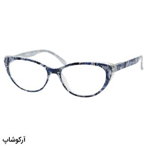 عکس از عینک مطالعه نزدیک بین با فریم گربه ای، رنگ آبی و دسته فنردار مدل T157