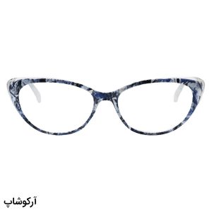عکس از عینک مطالعه نزدیک بین با فریم گربه ای، رنگ آبی و دسته فنردار مدل T157