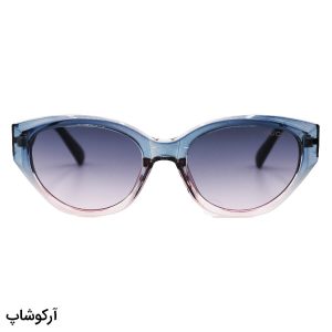 عکس از عینک آفتابی زنانه گوچی با فریم آبی و صورتی، بیضی شکل، دسته سرمه ای و لنز هایلایت مدل 2825