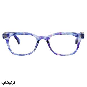 عکس از عینک مطالعه نزدیک بین با فریم رنگ آبی، مستطیلی و دسته فنری مدل TJ3184