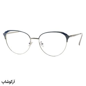 عکس از عینک طبی زنانه ZARA با فریم چشم گربه ای، نقره ای و آبی و دسته فنردار مدل G95-112
