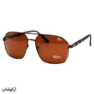 عکس از عینک آفتابی خلبانی Lacoste با فریم رنگ مسی و لنز قهوه ای تیره و پلاریزه مدل L125