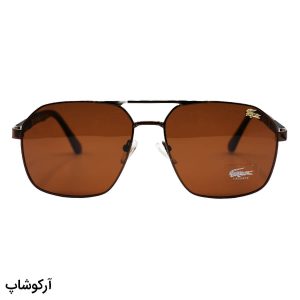 عکس از عینک آفتابی خلبانی Lacoste با فریم رنگ مسی و لنز قهوه ای تیره و پلاریزه مدل L125