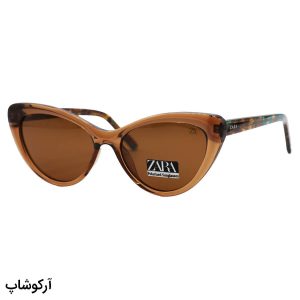 عکس از عینک آفتابی زنانه با فریم استیت، شکل گربه ای، رنگ قهوه ای، دسته چند رنگ، لنز تیره و پلاریزه مدل FG6017