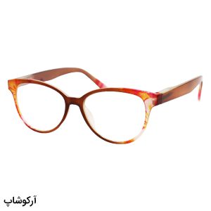 عکس از عینک مطالعه نزدیک بین با فریم ویفرر، قهوه ای رنگ و دسته فنردار مدل Y18166