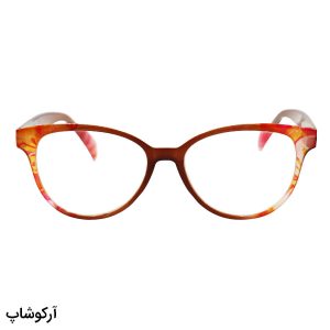 عکس از عینک مطالعه نزدیک بین با فریم ویفرر، قهوه ای رنگ و دسته فنردار مدل Y18166
