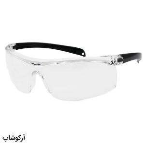 عکس از عینک کار و ایمنی با فریم شفاف، دسته مشکی رنگ و لنز بی رنگ مدل 206