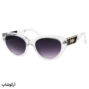 عکس از عینک آفتابی زنانه گوچی با فریم بی رنگ، شفاف، بیضی شکل و لنز دودی و سایه روشن مدل 2825