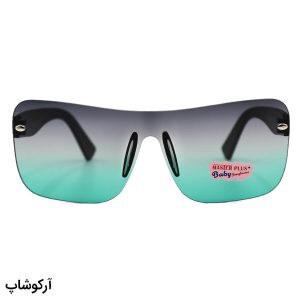 عکس از عینک آفتابی بچگانه فریلس، با دسته مشکی مات، شکل مربعی و لنز سبز سایه روشن مدل MO-21