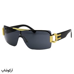 عکس از عینک آفتابی GUCCI با فریم مخفی، طلایی رنگ، دسته مشکی و لنز دودی تیره مدل FR864