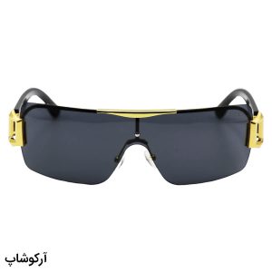 عکس از عینک آفتابی GUCCI با فریم مخفی، طلایی رنگ، دسته مشکی و لنز دودی تیره مدل FR864