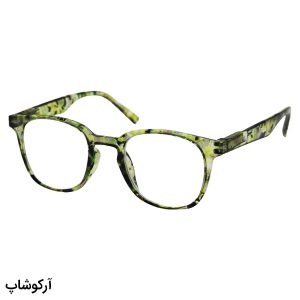 عکس از عینک مطالعه نمره +2.75 نزدیک بین با فریم رنگ سبز و مشکی و مربعی شکل مدل 22-32