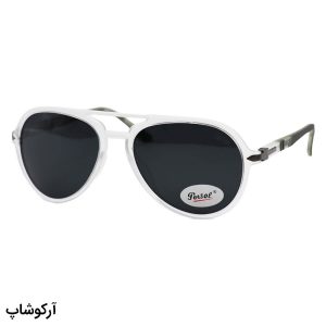عکس از عینک آفتابی پرسول با فریم خلبانی، بی رنگ (یخی)، دسته طوسی، فنردار و لنز پلاریزه مدل P3217
