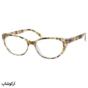 عکس از عینک مطالعه نزدیک بین با فریم گربه ای، رنگ عسلی و دسته فنردار مدل T157
