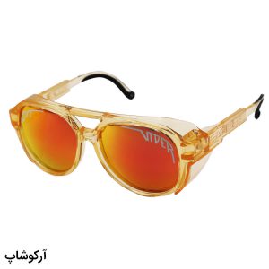 عکس از عینک آفتابی Pit Viper با فریم نارنجی، لنز پلاریزه و آینه ای (قرمز) به همراه پک اصلی مدل 43914
