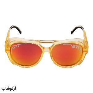 عکس از عینک آفتابی Pit Viper با فریم نارنجی، لنز پلاریزه و آینه ای (قرمز) به همراه پک اصلی مدل 43914