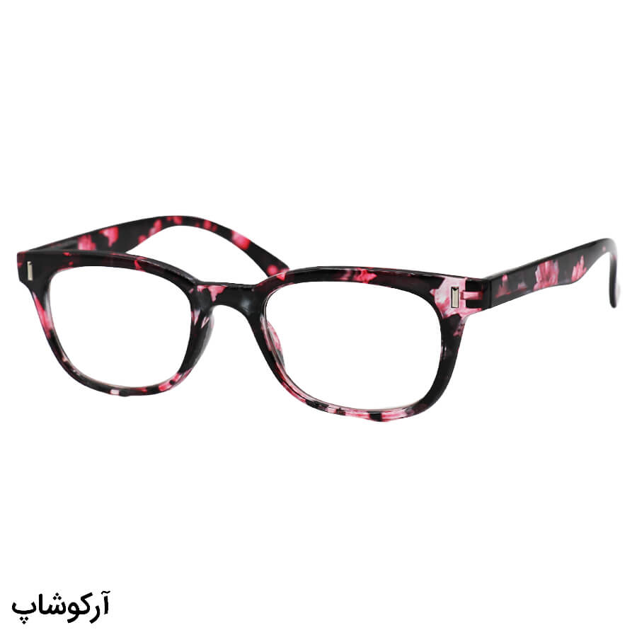 Pink-Black-Rectnagular-Frame-And-Polycarbonate-Lens-And-Spring-Handle-Eyewear-Model-Tj3164-Dp-1 عکس از عینک مطالعه نزدیک بین با فریم مشکی و صورتی تیره و دسته فنری مدل tj3184