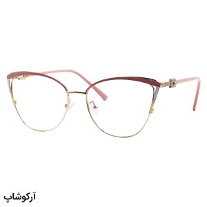 عکس از عینک طبی زنانه ZARA با فریم چشم گربه ای، طلایی و صورتی و دسته فنردار مدل G95-129