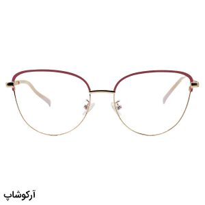 عکس از عینک طبی زنانه زارا با فریم چشم گربه ای، طلایی و صورتی و دسته فنردار مدل G95-220