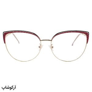 عکس از عینک طبی زنانه زارا با فریم چشم گربه ای، طلایی و صورتی و دسته فنردار مدل G95-263