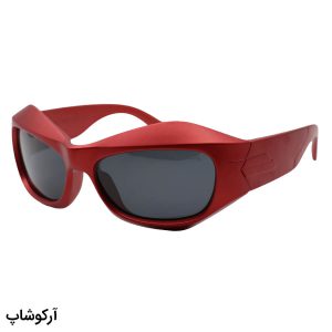 عکس از عینک آفتابی فانتزی PRADA با فریم بیس‌دار، بیضی شکل، رنگ قرمز و لنز دودی تیره و پلاریزه مدل 3346