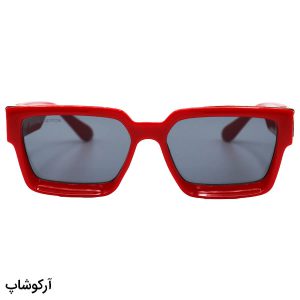 عکس از عینک آفتابی میلیونر لویی ویتون با فریم قرمز و طلایی، مستطیلی و لنز دودی تیره مدل Z1940E