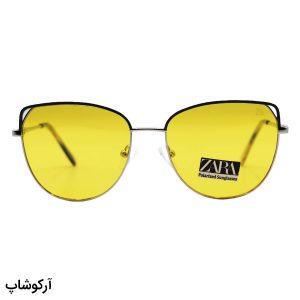 عکس از عینک شب زنانه ZARA با فریم نقره ای و آبی، شکل پروانه ای، لنز زرد رنگ و لولا فنری مدل XC62019