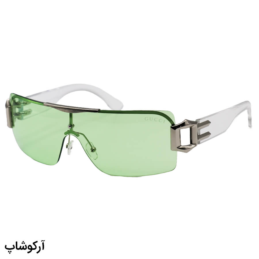 Silver-Rectangular-Frame-And-Colorless-Handle-And-Green-Uv-Protection-Lens-Gucci-Night-Vision-Eyewear-Model-Fr864-Gn-1 عکس از عینک دید در شب گوچی با فریم مخفی، نقره ای رنگ، دسته بی رنگ و لنز سبز مدل fr864