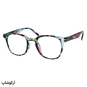 عکس از عینک مطالعه نزدیک بین با فریم چند رنگ، مربعی شکل و دسته فنری مدل 22-32