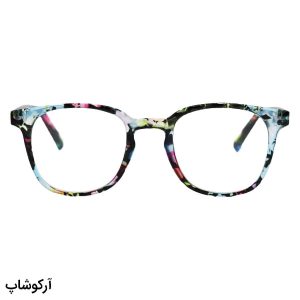 عکس از عینک مطالعه نزدیک بین با فریم چند رنگ، مربعی شکل و دسته فنری مدل 22-32