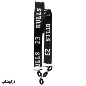 عکس از بند عینک نواری با طرح 23 BULLS مایکل جردن، مشکی رنگ و از جنس پارچه‌ای مدل 992765