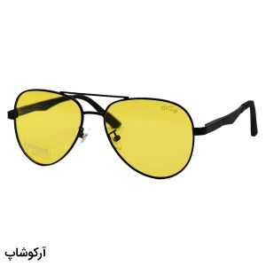 عکس از عینک دید در شب برند DRIVE با فریم خلبانی، مشکی رنگ، دسته فنری و لنز زرد رنگ و پلاریزه مدل PD1807