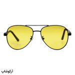عکس از عینک دید در شب برند DRIVE با فریم خلبانی، مشکی رنگ، دسته فنری و لنز زرد رنگ و پلاریزه مدل PD1807