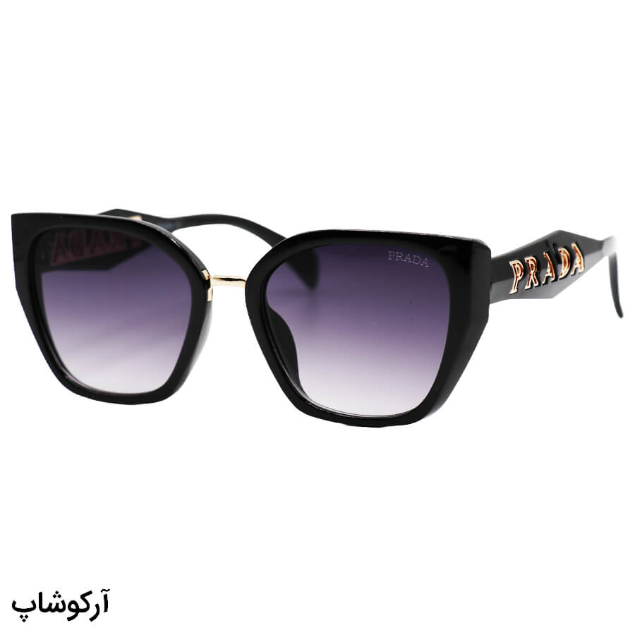 Black-Butterfly-Frame-And-Dark-Highlighted-Uv-Protection-Lens-And-Black-Handle-Prada-Sunglasses-Model-2837-Bl-1 عکس از عینک آفتابی زنانه پرادا با فریم پروانه ای، مشکی رنگ و عدسی دودی سایه روشن مدل 2837