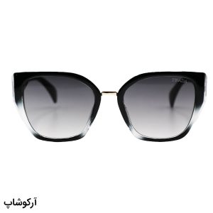 عکس از عینک آفتابی زنانه پرادا با فریم پروانه ای، مشکی دو رنگ و لنز سبز سایه روشن مدل 2837