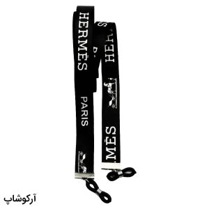 عکس از بند عینک نواری برند هرمس HERMES با رنگ مشکی و از جنس پارچه‌ای مدل 992760