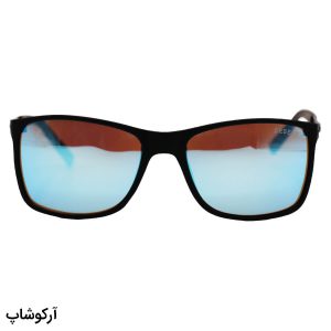 عکس از عینک آفتابی دیزل با فریم مشکی مات، مستطیلی شکل، دسته چوبی و لنز آینه ای مدل 2301