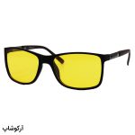 عکس از عینک دید در شب دیزل با فریم مشکی مات، مستطیلی شکل، دسته چوبی و لنز زرد مدل 2301