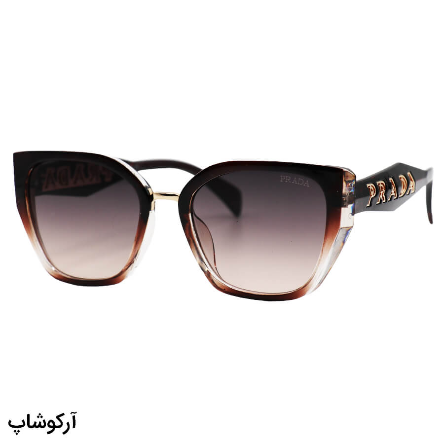 Brown-Butterfly-Frame-And-Brown-Highlighted-Uv-Protection-Lens-And-Brown-Handle-Prada-Sunglasses-Model-2837-Br-1 عکس از عینک آفتابی زنانه prada با فریم پروانه ای، رنگ قهوه ای و لنز قهوه ای هایلایت مدل 2837