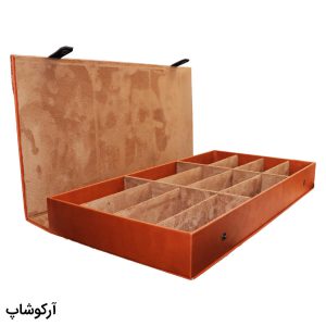 عکس از باکس و جعبه 12 تایی عینک آفتابی با رنگ قهوه ای و جنس چرم (فایل) مدل 992774