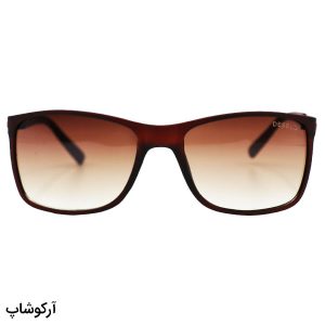 عکس از عینک آفتابی دیزل با فریم قهوه ای مات، مستطیلی شکل، دسته چوبی و لنز سایه روشن مدل 2301