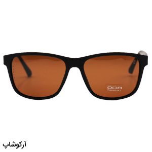 عکس از عینک آفتابی OGA MOREL با فریم قهوه ای، مربعی شکل، لنز تیره و پلاریزه و دسته فنری مدل P22892