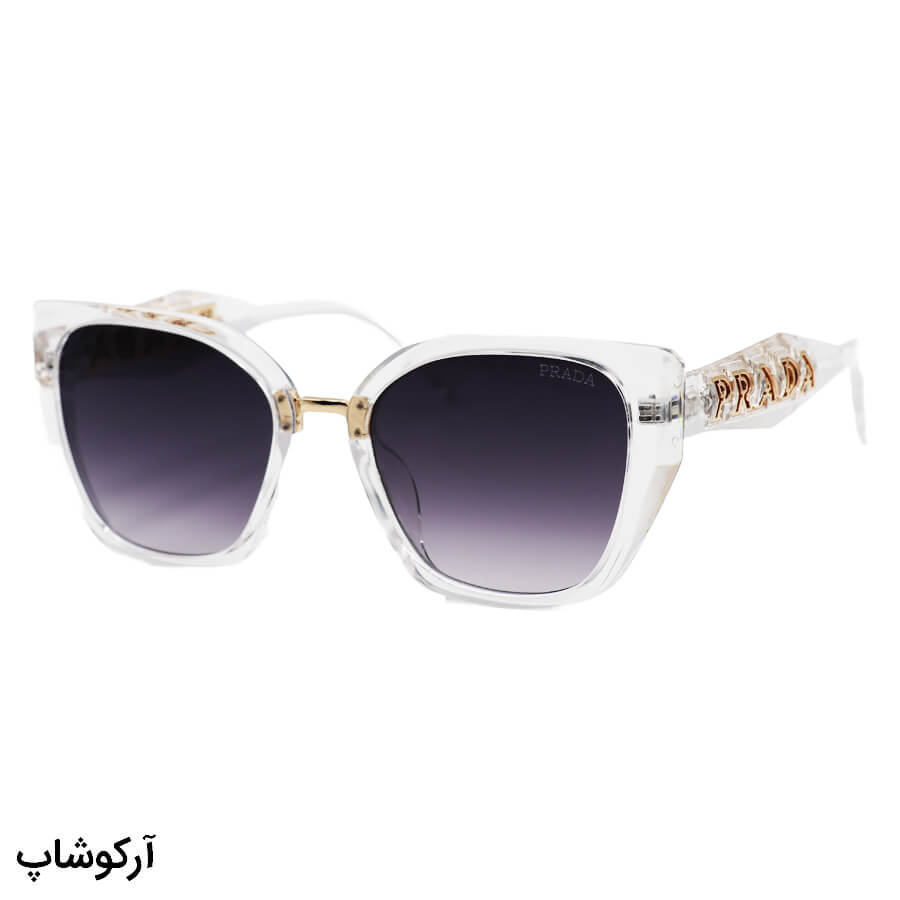 Colorless-Butterfly-Frame-And-Dark-Highlighted-Uv-Protection-Lens-And-Colorless-Handle-Prada-Sunglasses-Model-Sl312-Bd-1 عکس از عینک آفتابی زنانه prada با فریم پروانه ای، بی رنگ، شفاف و لنز دودی هایلایت مدل 2837