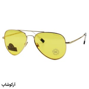 عکس از عینک دید در شب Randolph با فریم خلبانی، طلایی رنگ، لنز سنگ و زرد رنگ مدل CR231