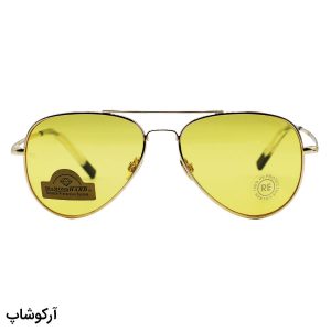 عکس از عینک دید در شب Randolph با فریم خلبانی، طلایی رنگ، لنز سنگ و زرد رنگ مدل CR231