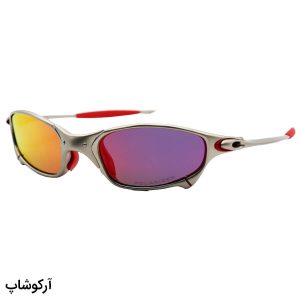 عکس از عینک آفتابی پلاریزه Oakley با فریم بیضی، رنگ طلایی، لنز آینه ای به همراه پک اصلی مدل 04-114A