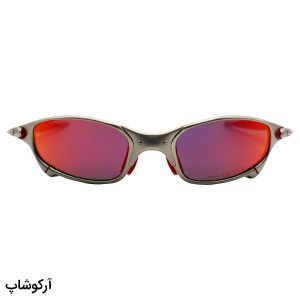 عکس از عینک آفتابی پلاریزه Oakley با فریم بیضی، رنگ طلایی، لنز آینه ای به همراه پک اصلی مدل 04-114A