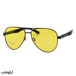 عکس از عینک شب برند DRIVE با فریم خلبانی، نوک مدادی، دسته فنری و لنز زرد رنگ و پلاریزه مدل PD1815