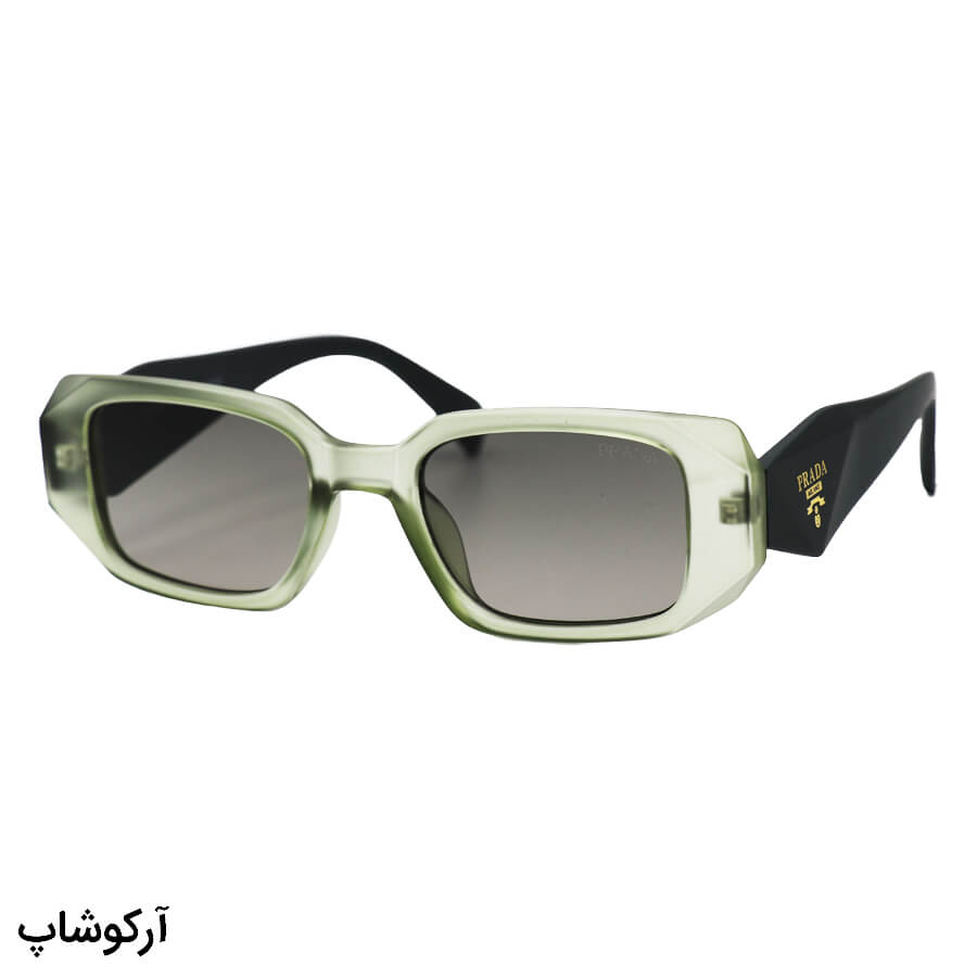 Green-Rectangular-Frame-And-Green-Highlighted-Uv-Protection-Lens-And-Green-Handle-Prada-Sunglasses-Model-8822-Ge-1 عکس از عینک آفتابی پرادا با فریم مستطیلی، رنگ سبز مات، دسته سبز تیره و لنز سبز سایه روشن مدل 8822