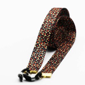 عکس از بند عینک نواری با طرح پلنگی، قهوه ای چند رنگ و از جنس پارچه‌ای مدل 992767
